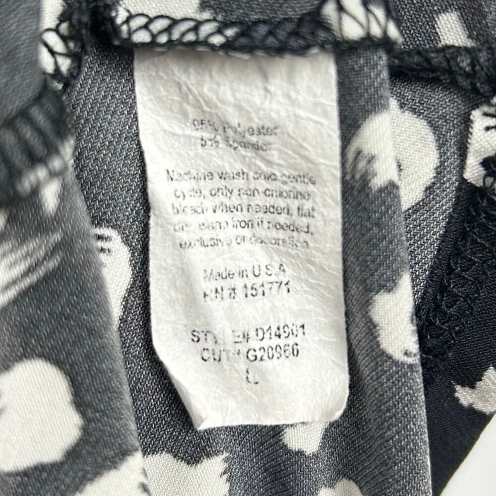 Gilli Nancy Faux Printed Black White Knee Length Dress Scoop Back Womens Sz L - Picture 7 of 11